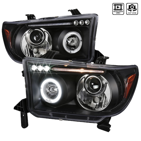 Spec-D Tuning 07-11 Toyota Tundra Halo LED Projector Black 2LHP-TUN07JM-TM